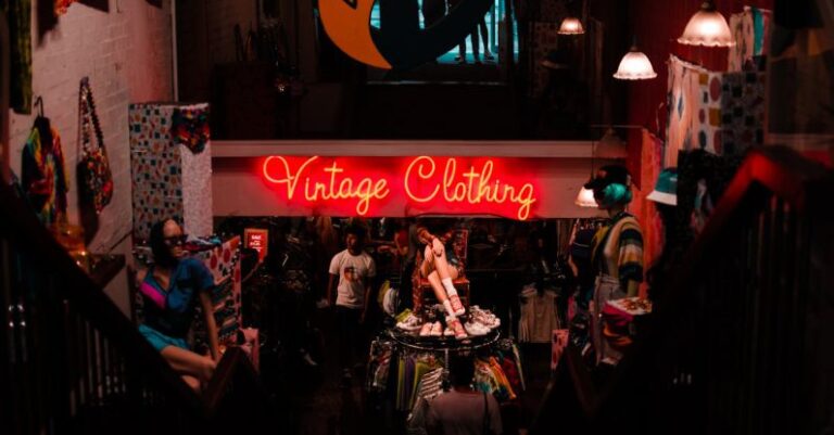 Market Culture - Neon sign in shop with vintage clothes