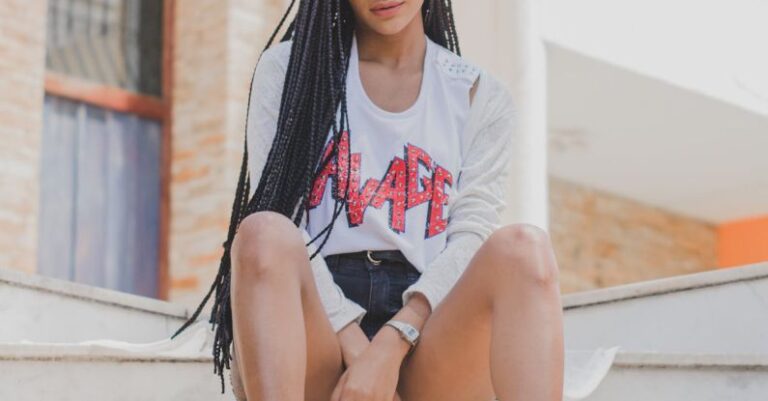 Urban Fashion - Woman Sitting on Stair