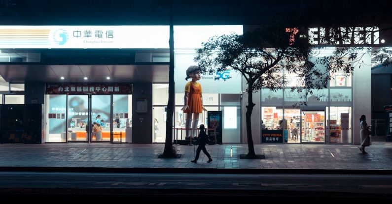 Night Markets - Sidewalk near Stores at Night