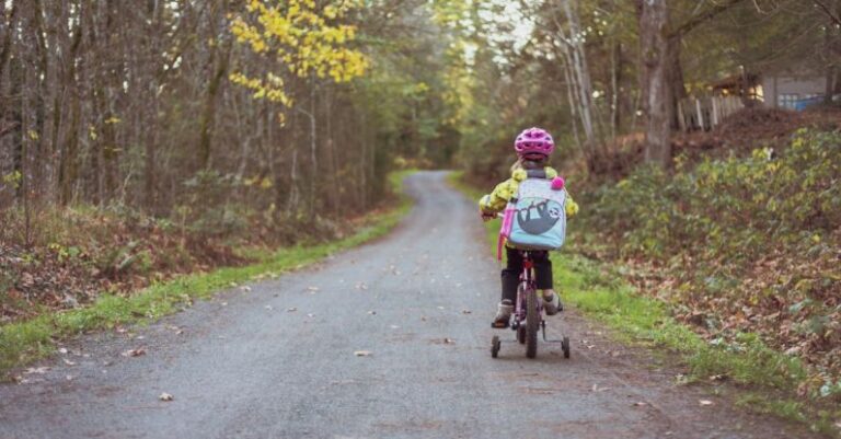 Park Safety - Toddler Riding Bicycle on Road